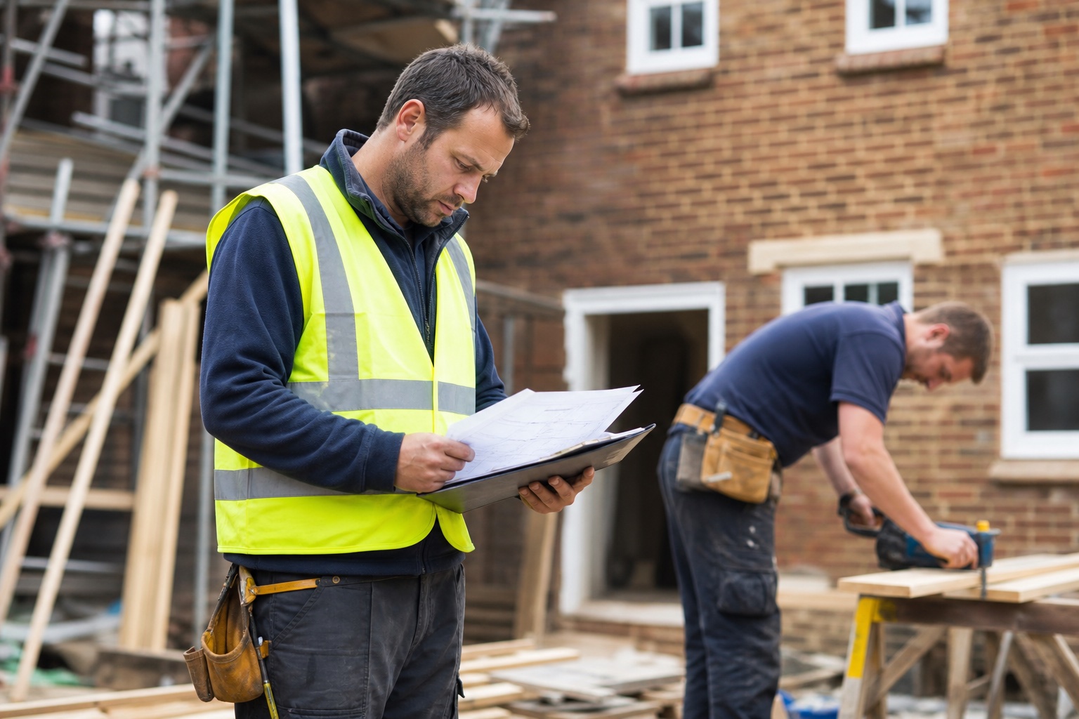 Someone looking for tradesman insurance on a tablet